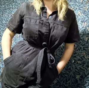 Old Navy Dark Navy Blue Michael Myers Rosie the Riveter Denim Jumpsuit